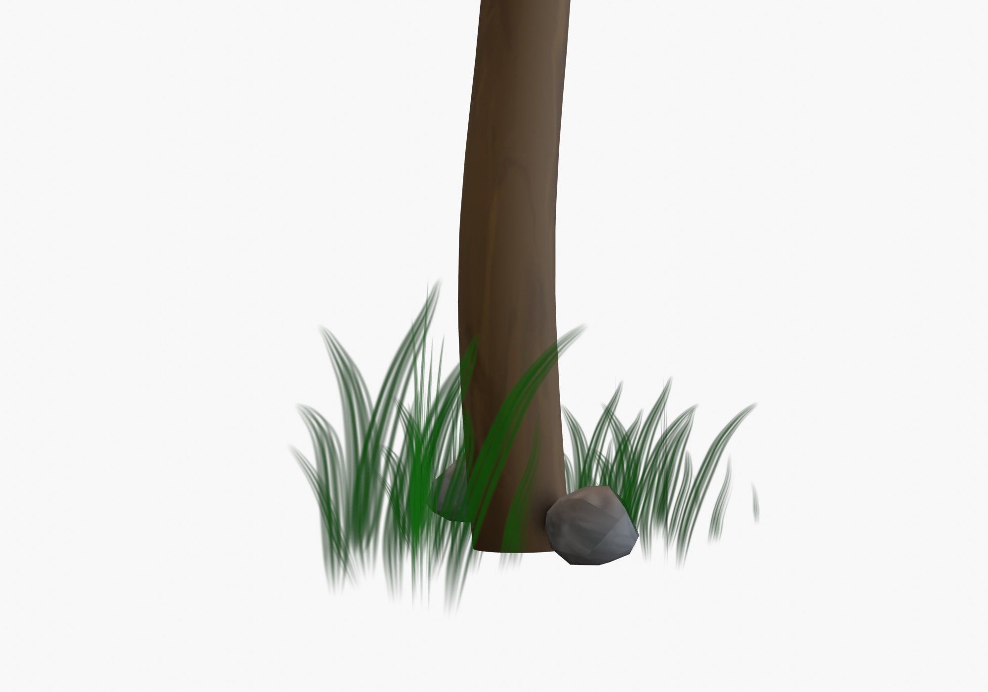 cartoon tree with grass and stone Low-poly 3D model_4