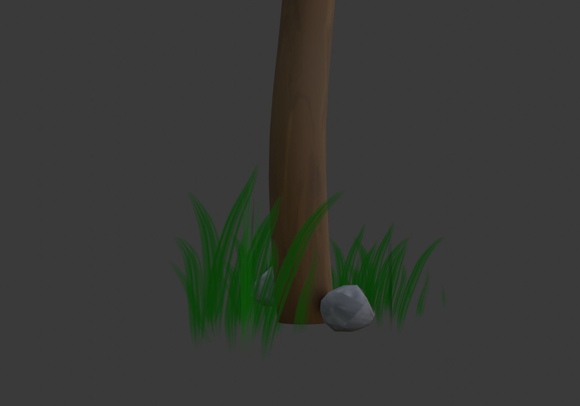 cartoon tree with grass and stone Low-poly 3D model_10