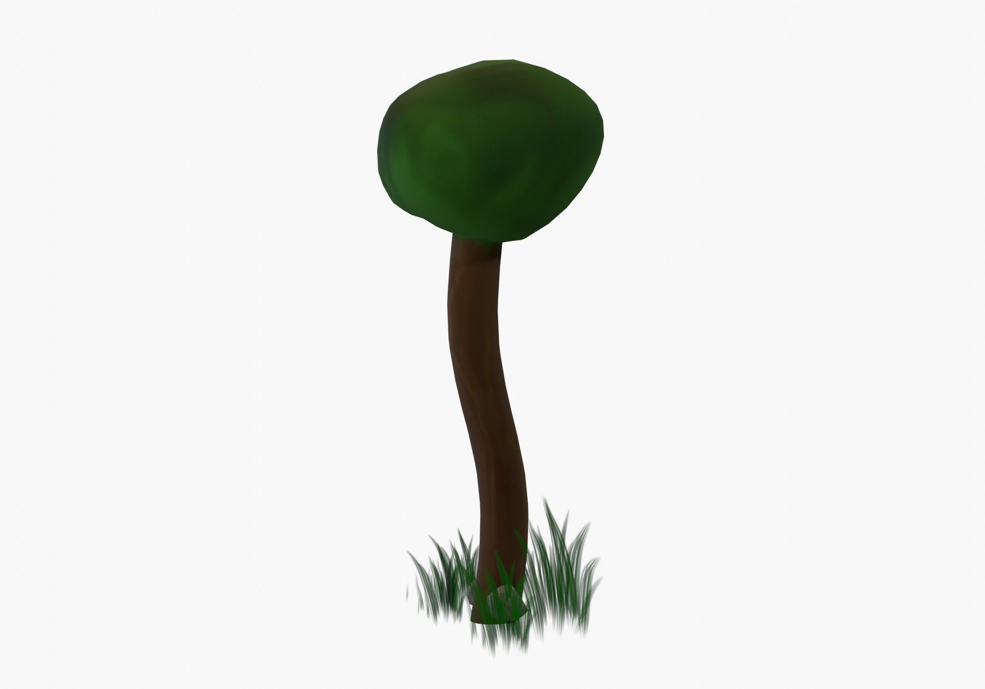 cartoon tree with grass and stone Low-poly 3D model_3