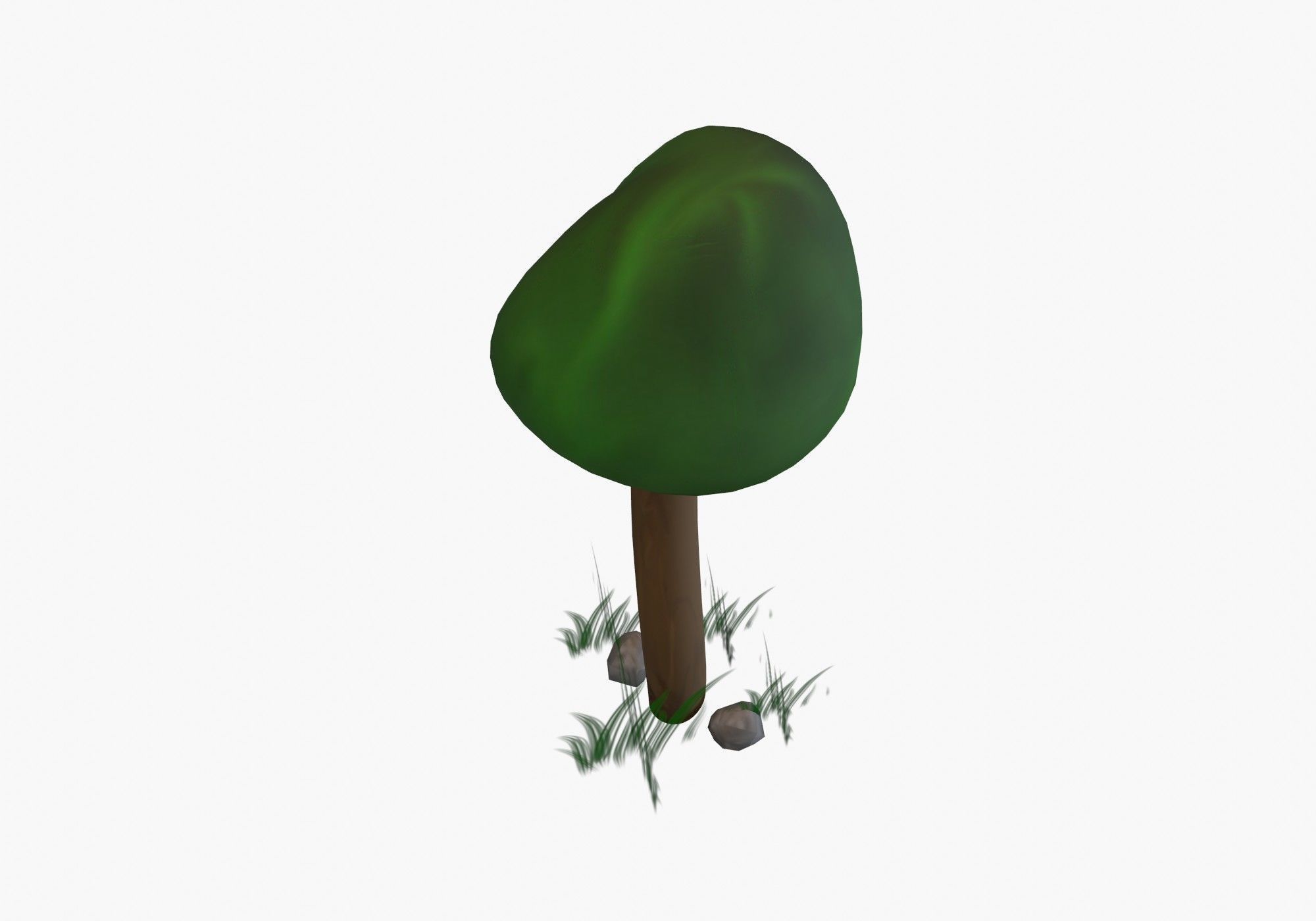 cartoon tree with grass and stone Low-poly 3D model_5