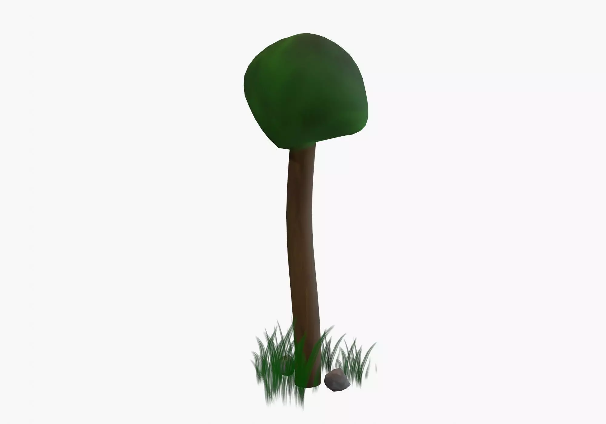 cartoon tree with grass and stone Low-poly 3D model_0