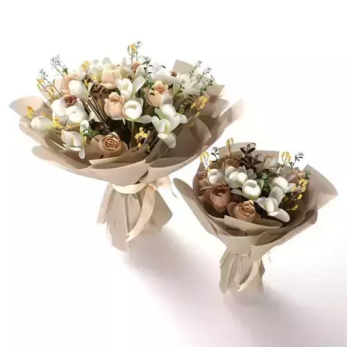 bouquet of the white brown yellow flowers