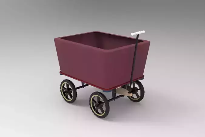 Wagon maroon on wheels