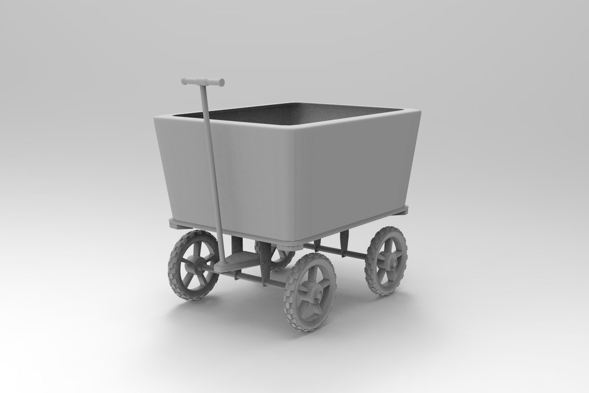 Wagon maroon on wheels 3D model_8