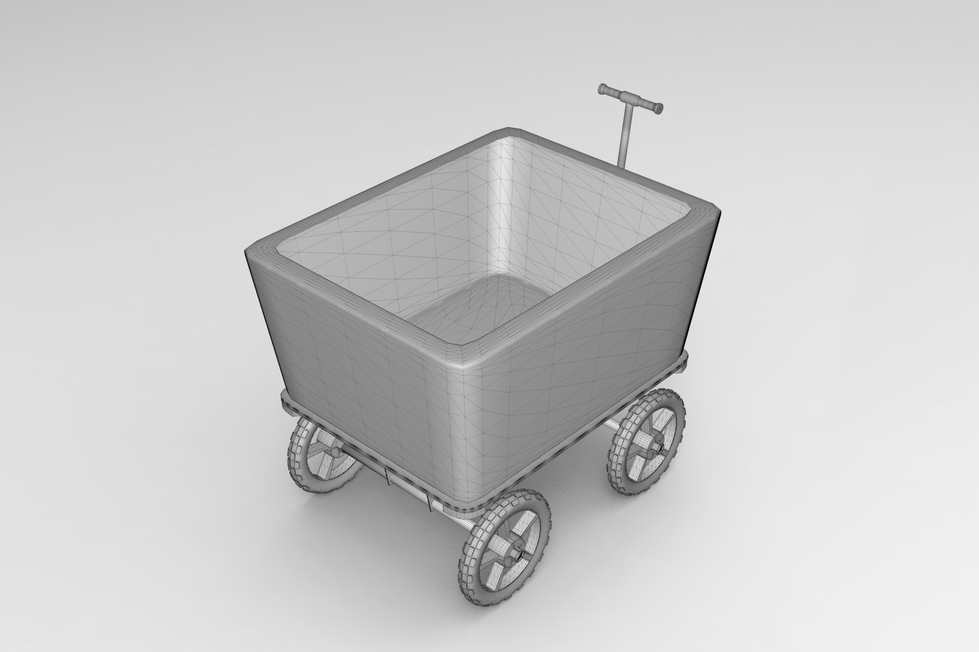 Wagon maroon on wheels 3D model_6