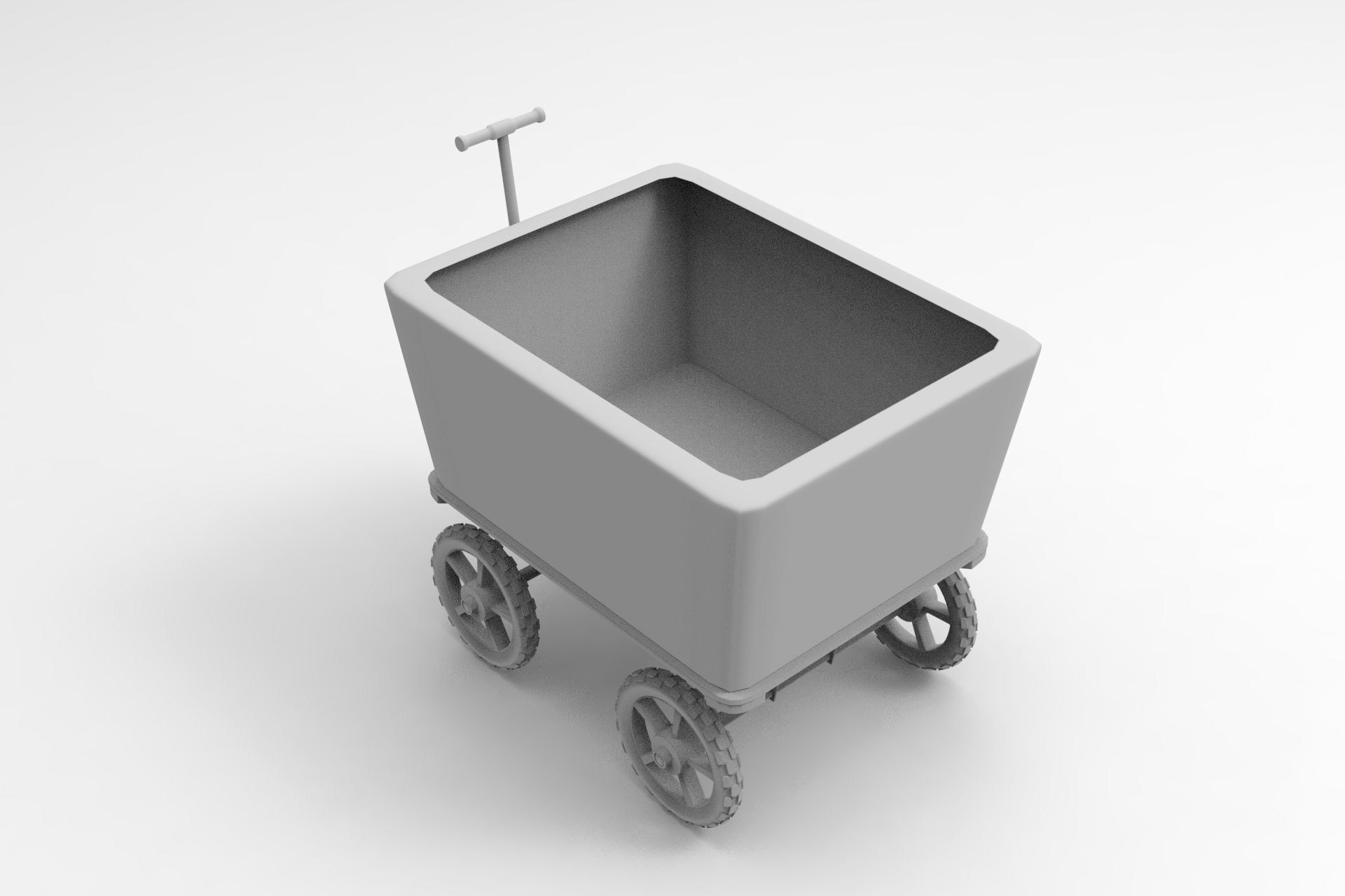 Wagon maroon on wheels 3D model_7