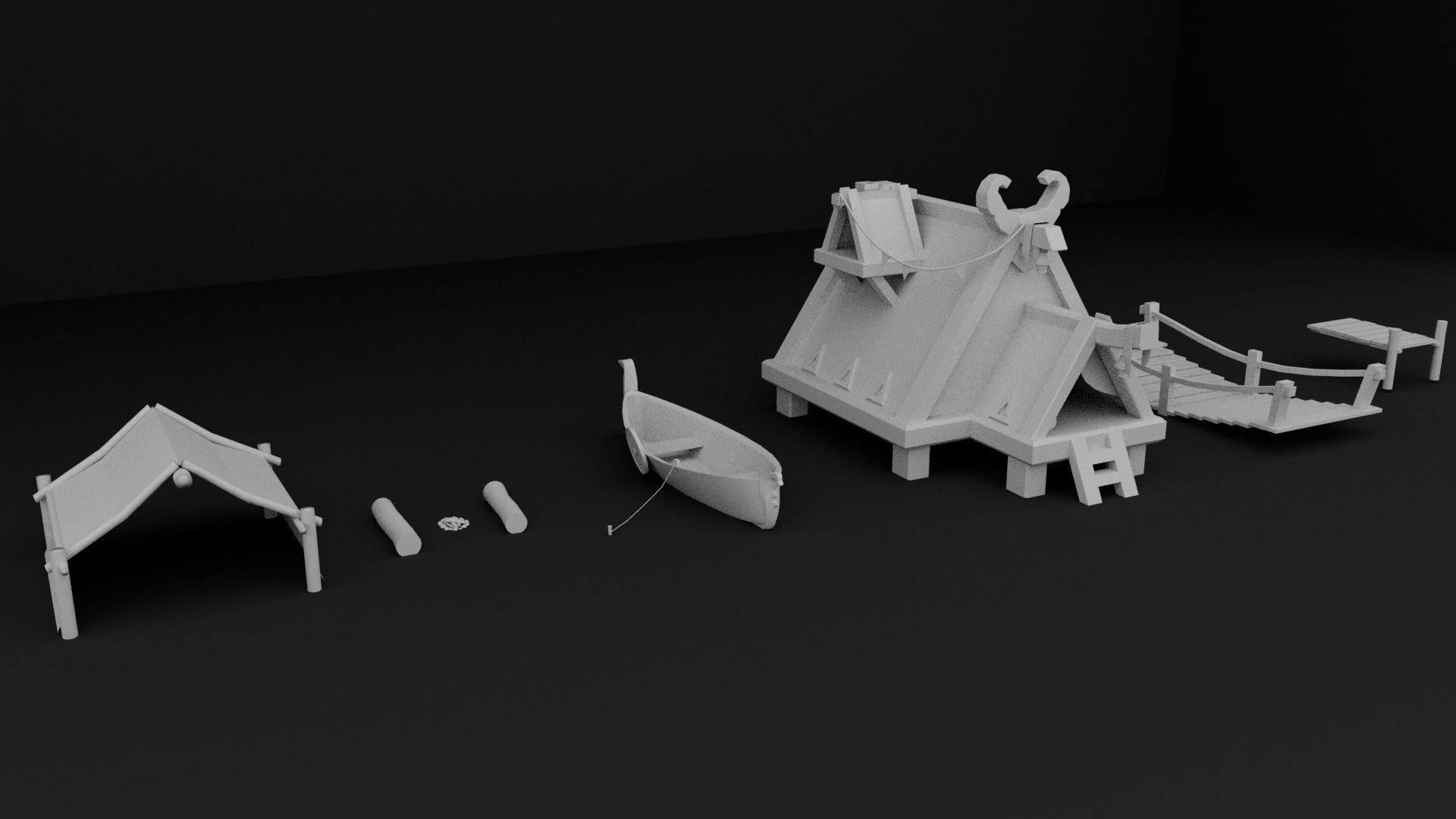 Stylized Wiking Asset Pack Low-poly 3D model_14