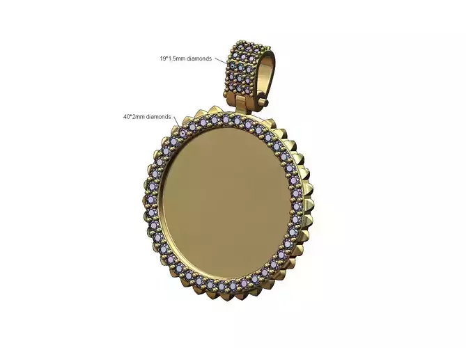 Spikes diamond bail and memory picture pendant