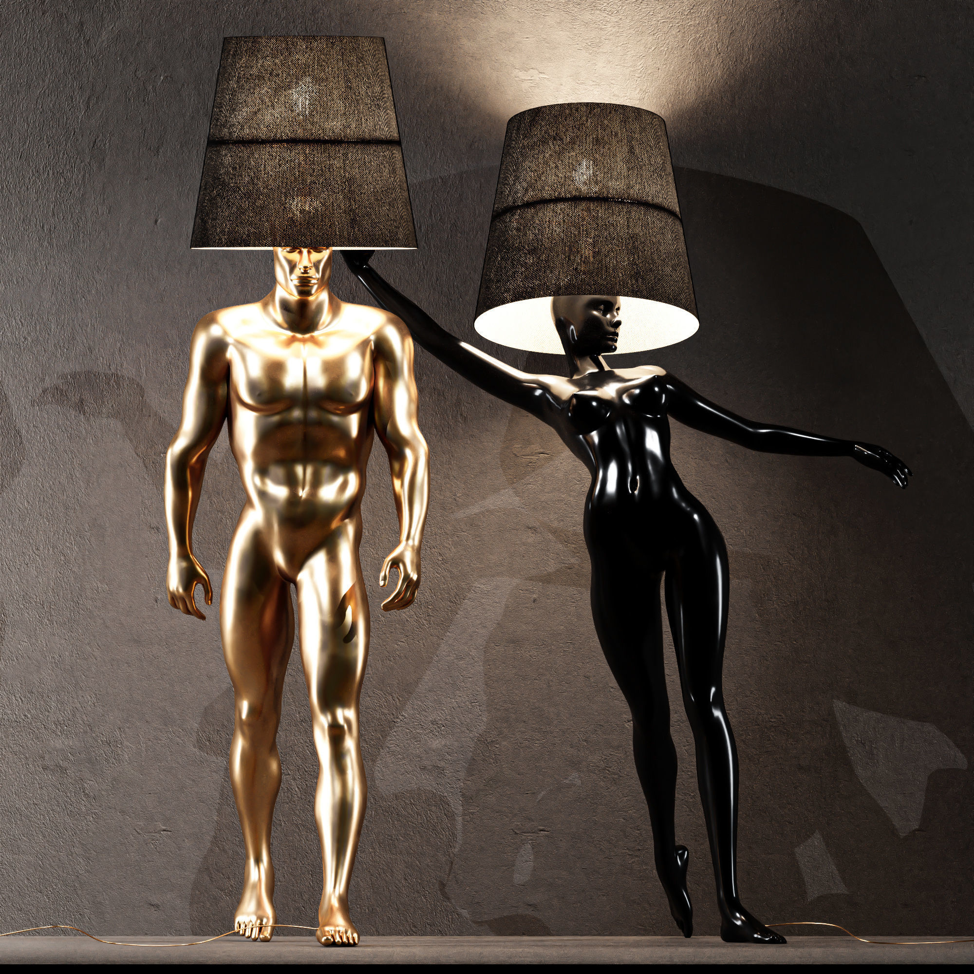 Hommer human lampshade Floor lamp Collection Pose09 3D model_4