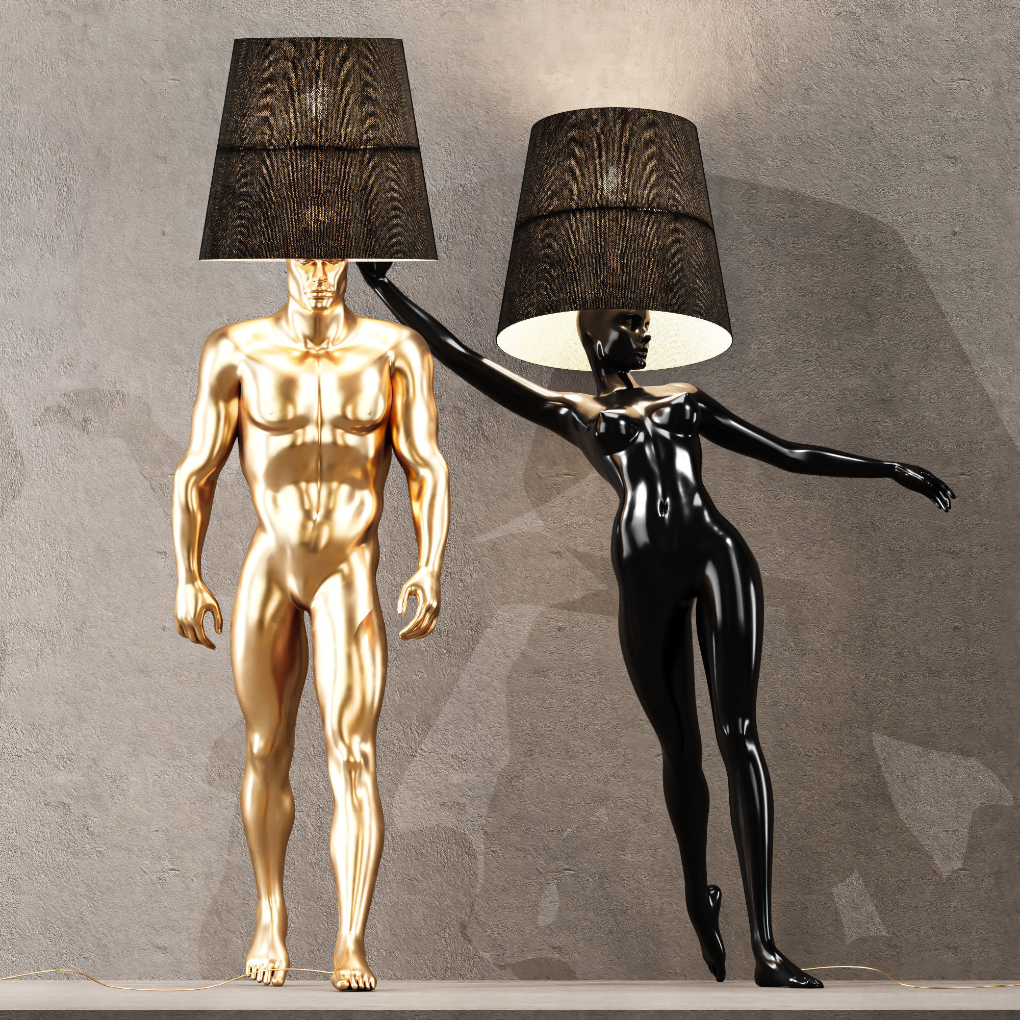Hommer human lampshade Floor lamp Collection Pose09 3D model_2