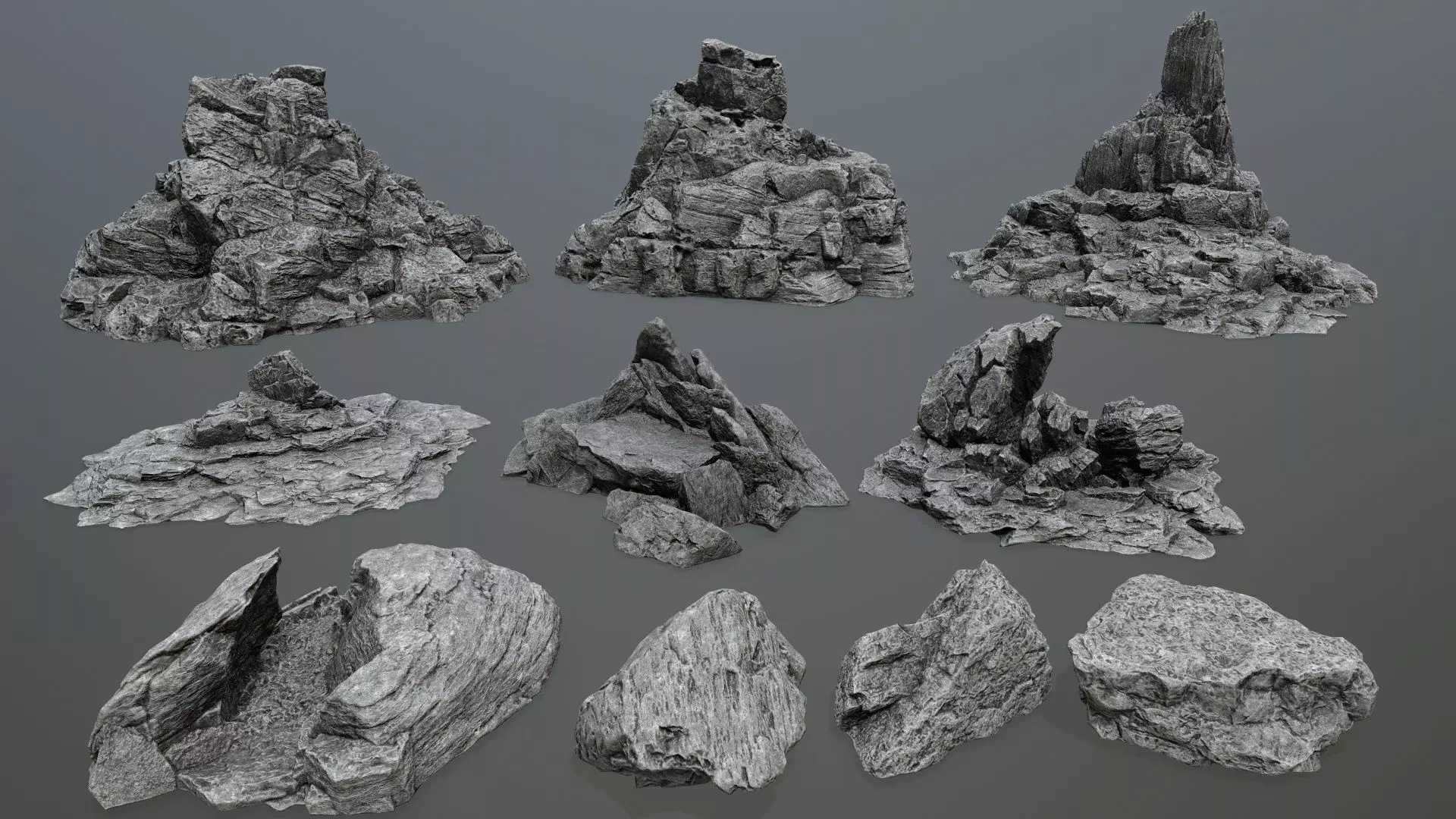 rocks rock Low-poly 3D model_0