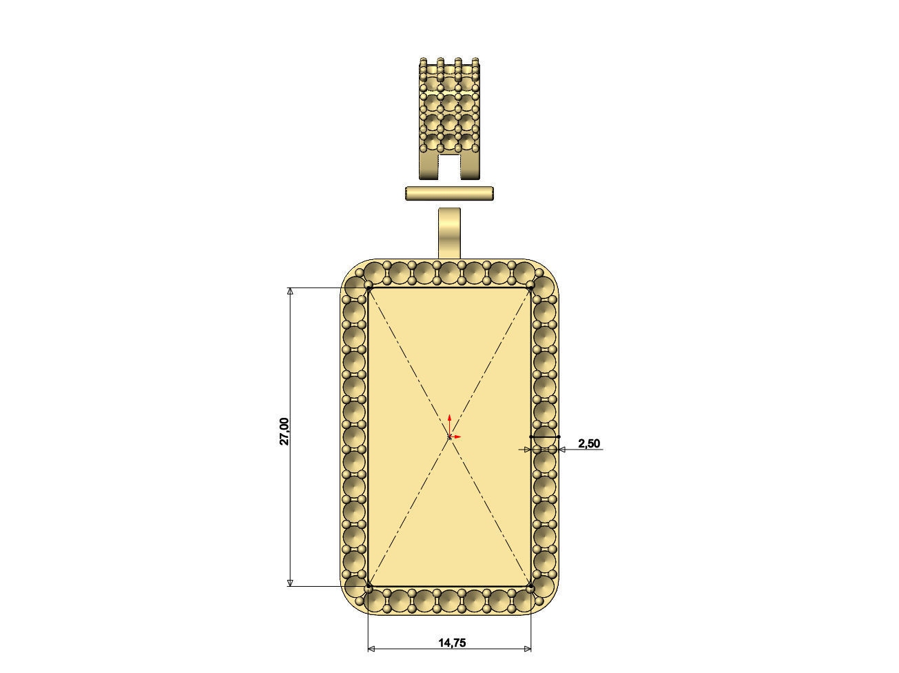 Diamond bail rectangular memory pendant 3D print model_5