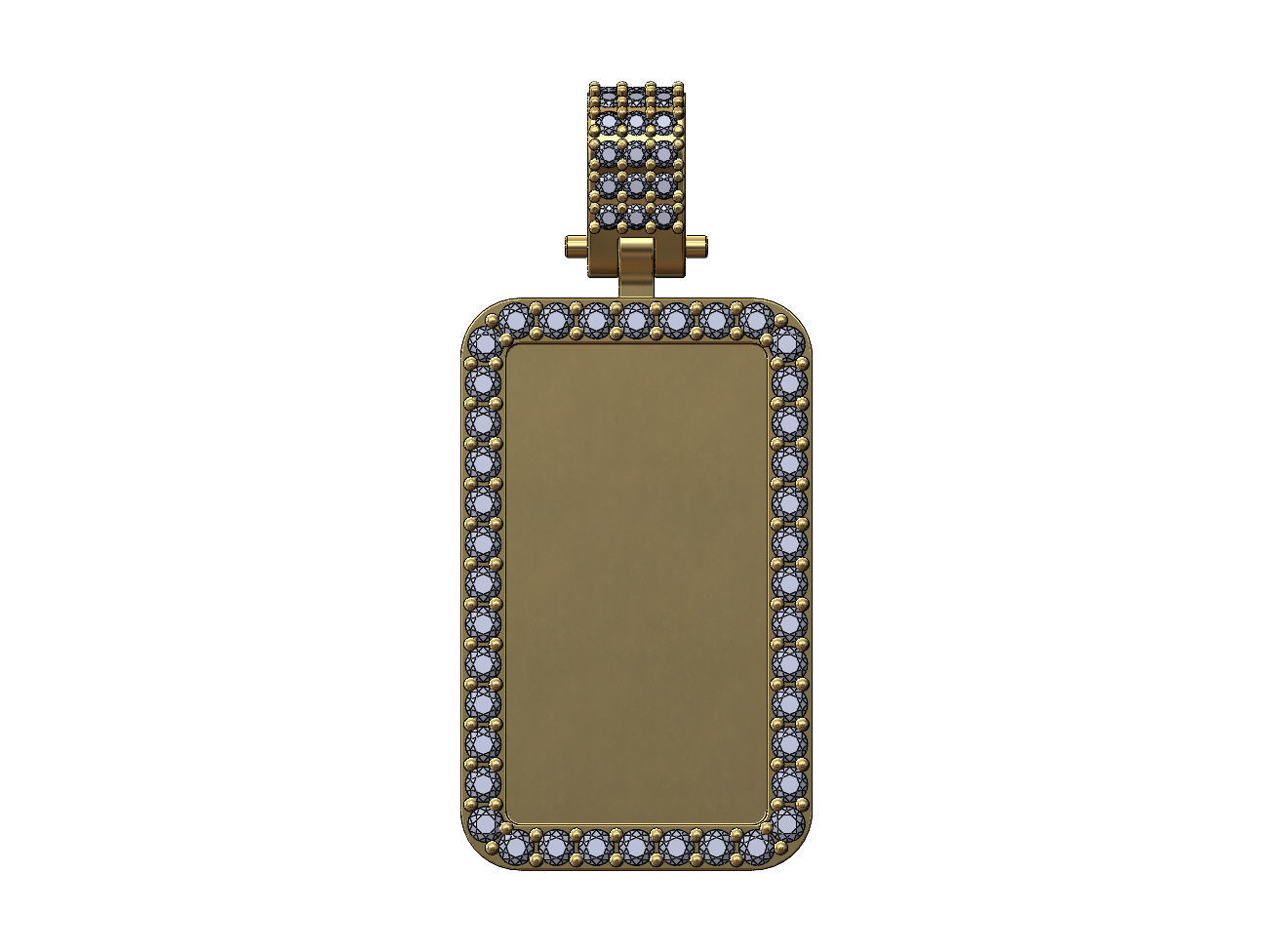 Diamond bail rectangular memory pendant 3D print model_1