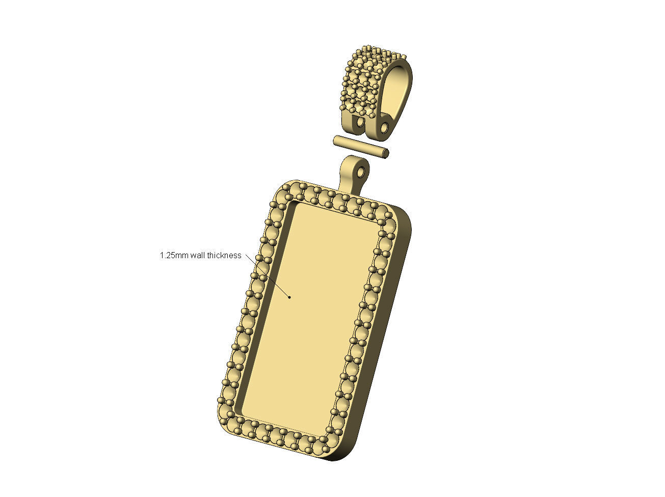 Diamond bail rectangular memory pendant 3D print model_4