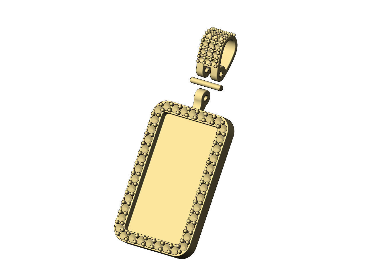 Diamond bail rectangular memory pendant 3D print model_3