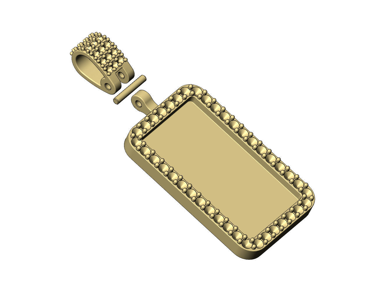Diamond bail rectangular memory pendant 3D print model_8