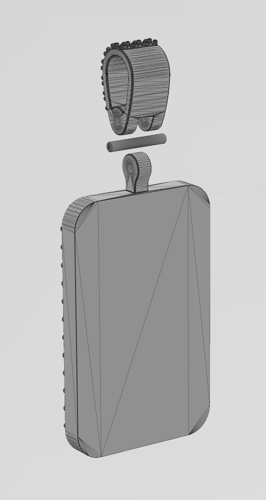 Diamond bail rectangular memory pendant 3D print model_12
