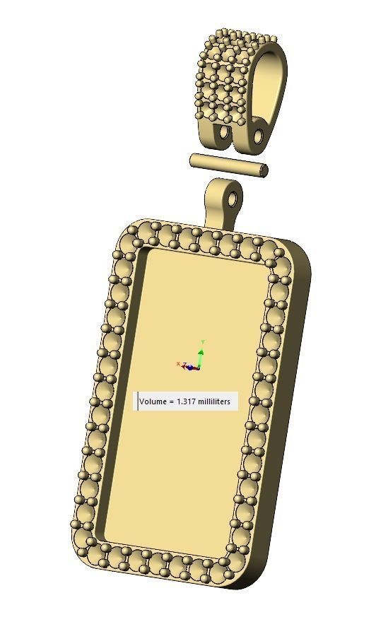 Diamond bail rectangular memory pendant 3D print model_9