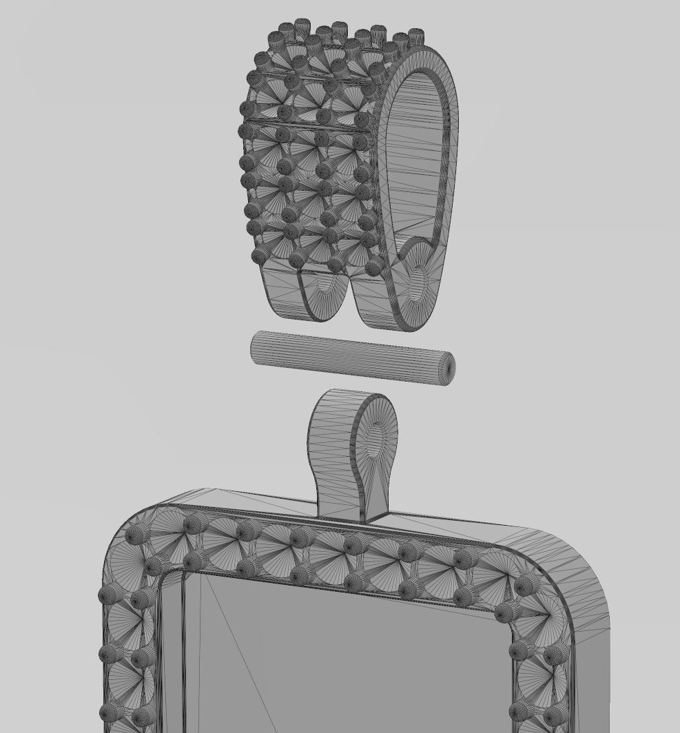 Diamond bail rectangular memory pendant 3D print model_16