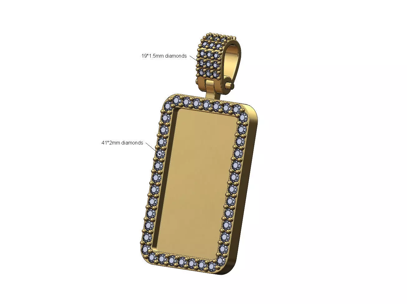 Diamond bail rectangular memory pendant 3D print model_0