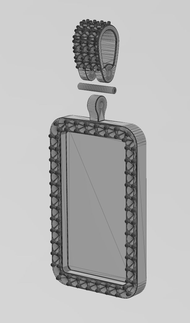 Diamond bail rectangular memory pendant 3D print model_15