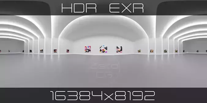 HDRI - Art Museum Gallery Interior 27 v2 - 16384x8192 Texture