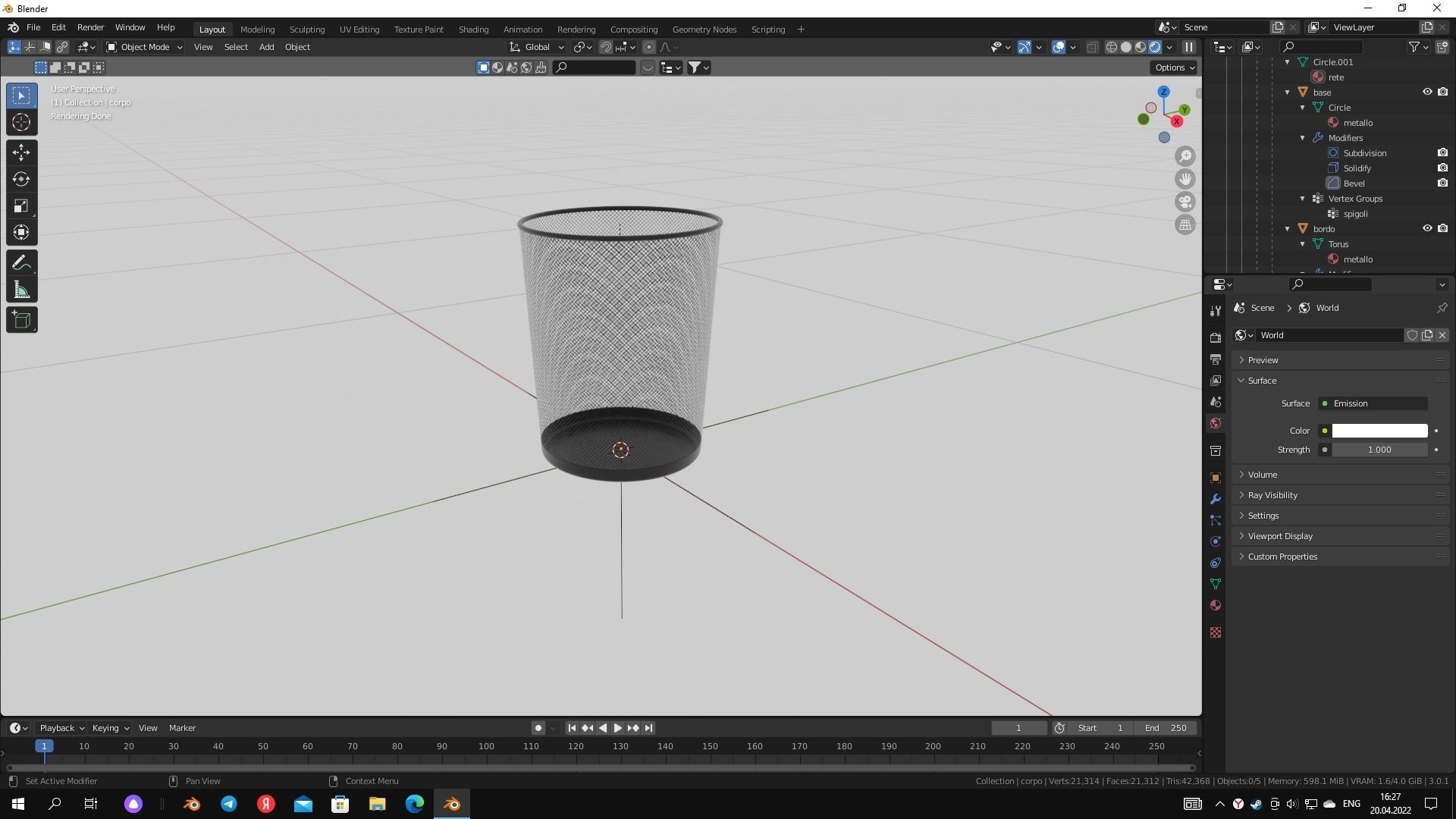 Office trash can 3D model_3