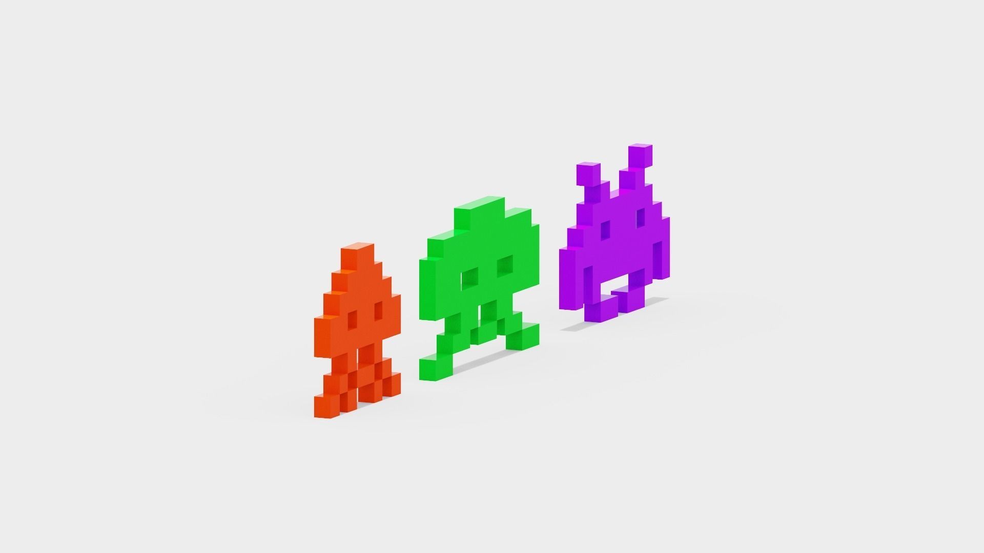 Space Invaders Low-poly 3D model_2