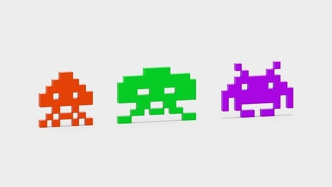 Space Invaders Low-poly 3D model