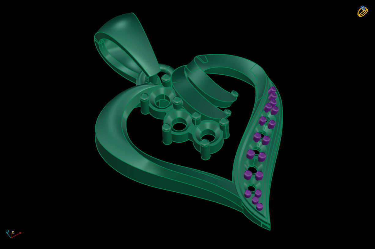 Heart diamond pendant 3D print model free download 3D print model_8