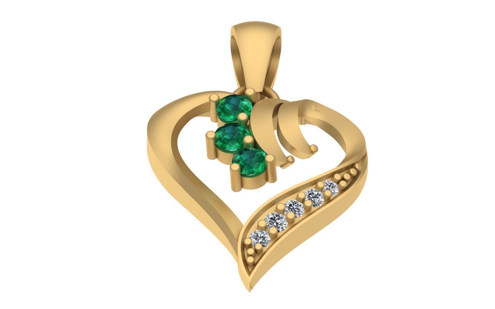 Heart diamond pendant 3D print model free download 3D print model_15