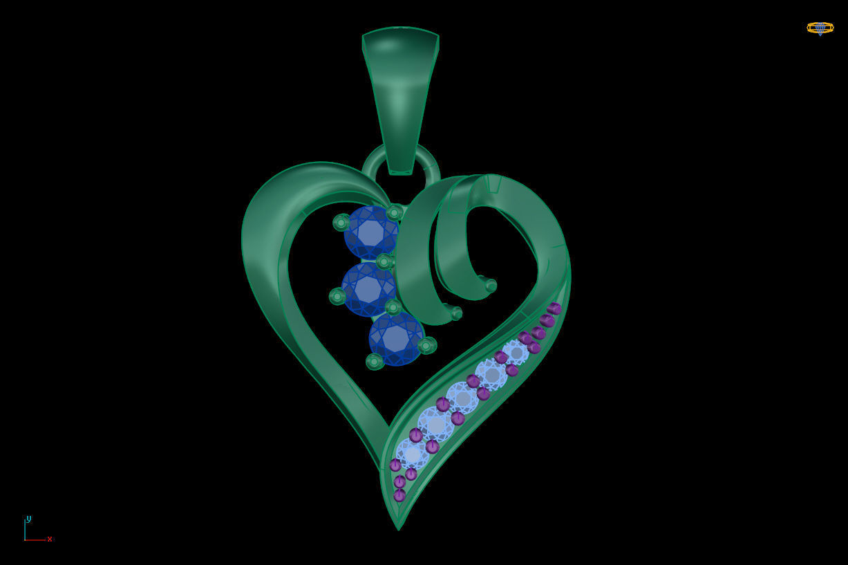 Heart diamond pendant 3D print model free download 3D print model_10