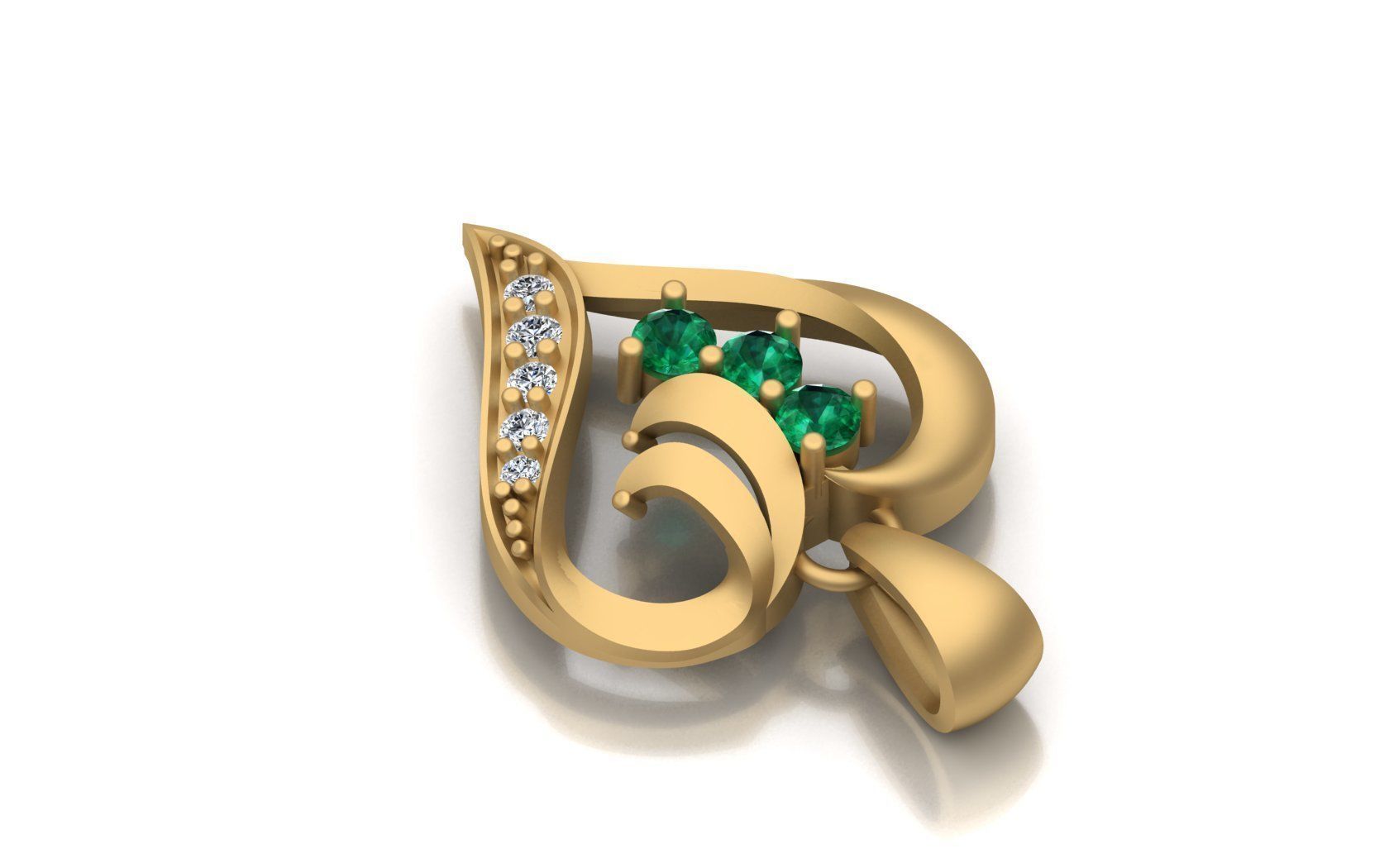 Heart diamond pendant 3D print model free download 3D print model_5