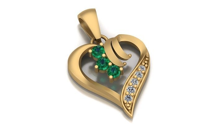 Heart diamond pendant 3D print model free download 3D print model
