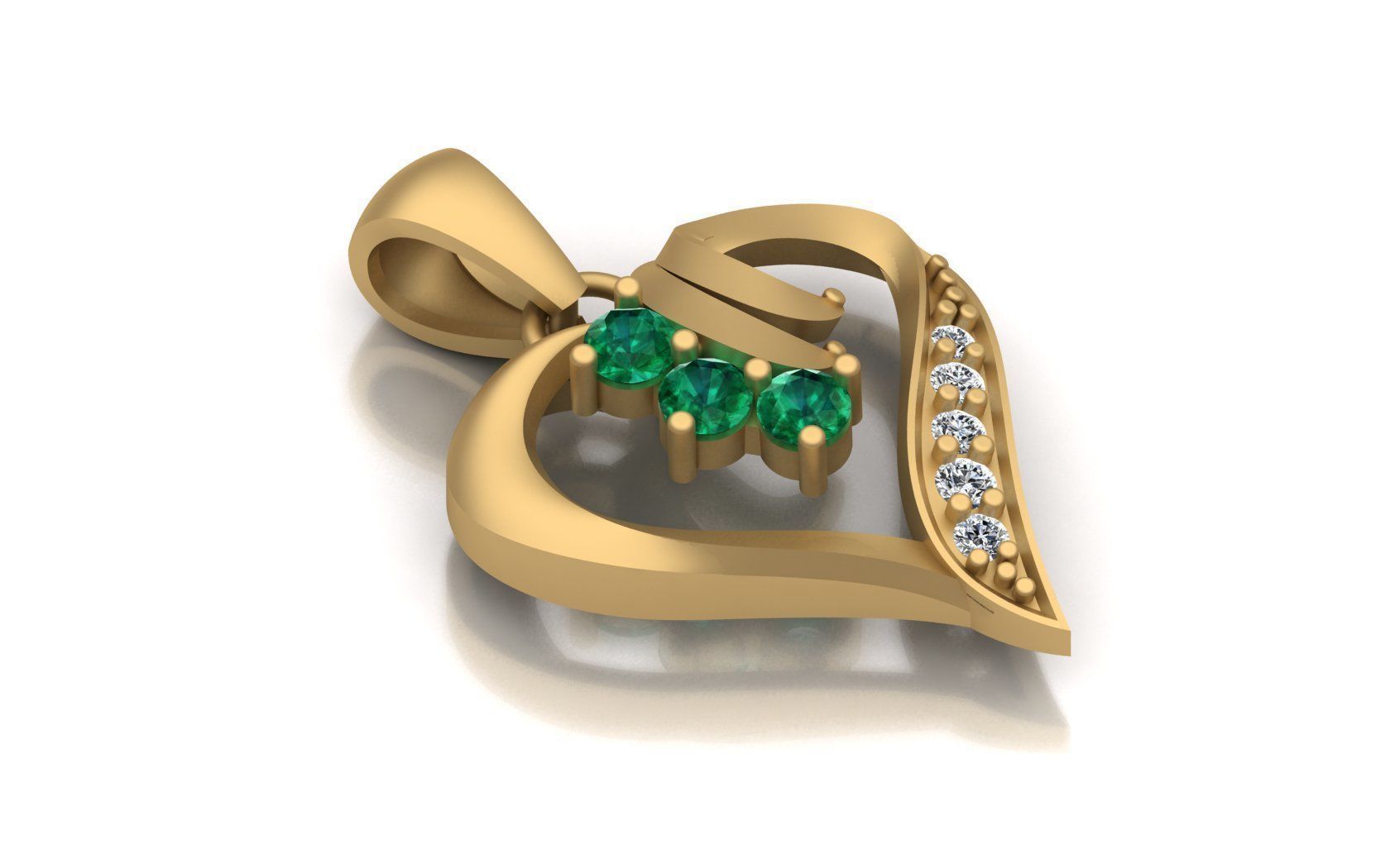 Heart diamond pendant 3D print model free download 3D print model_2