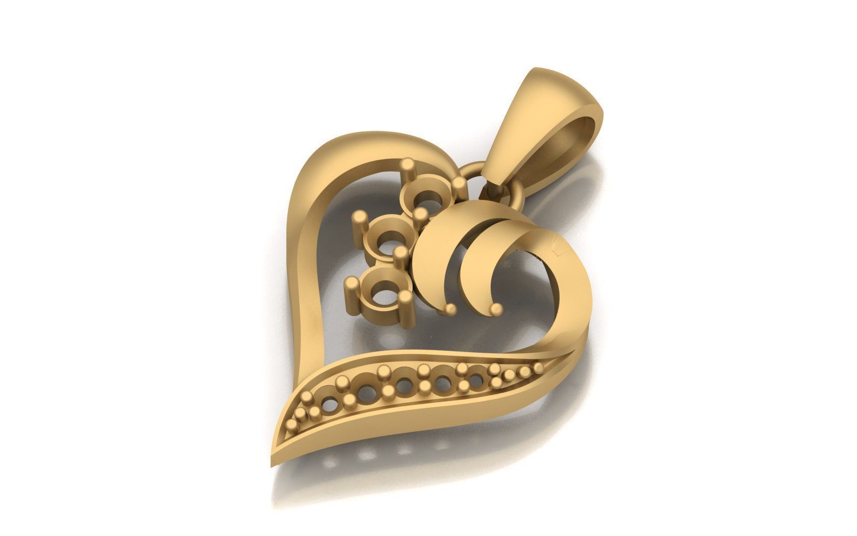 Heart diamond pendant 3D print model free download 3D print model_7