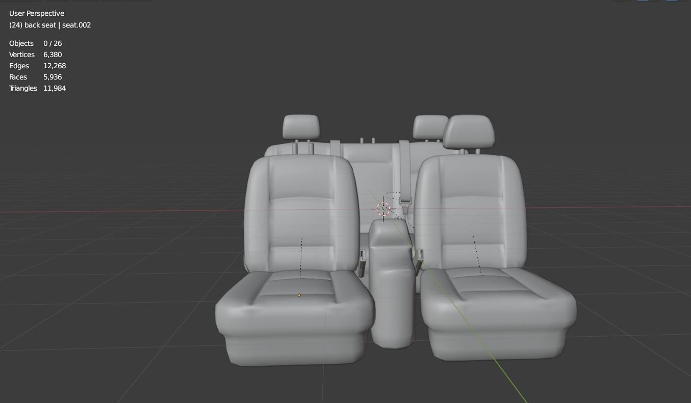 Car seat Low-poly 3D model_6