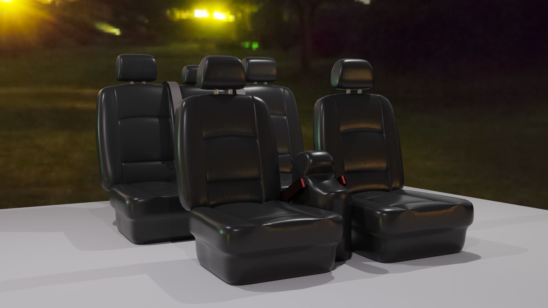 Car seat Low-poly 3D model_1