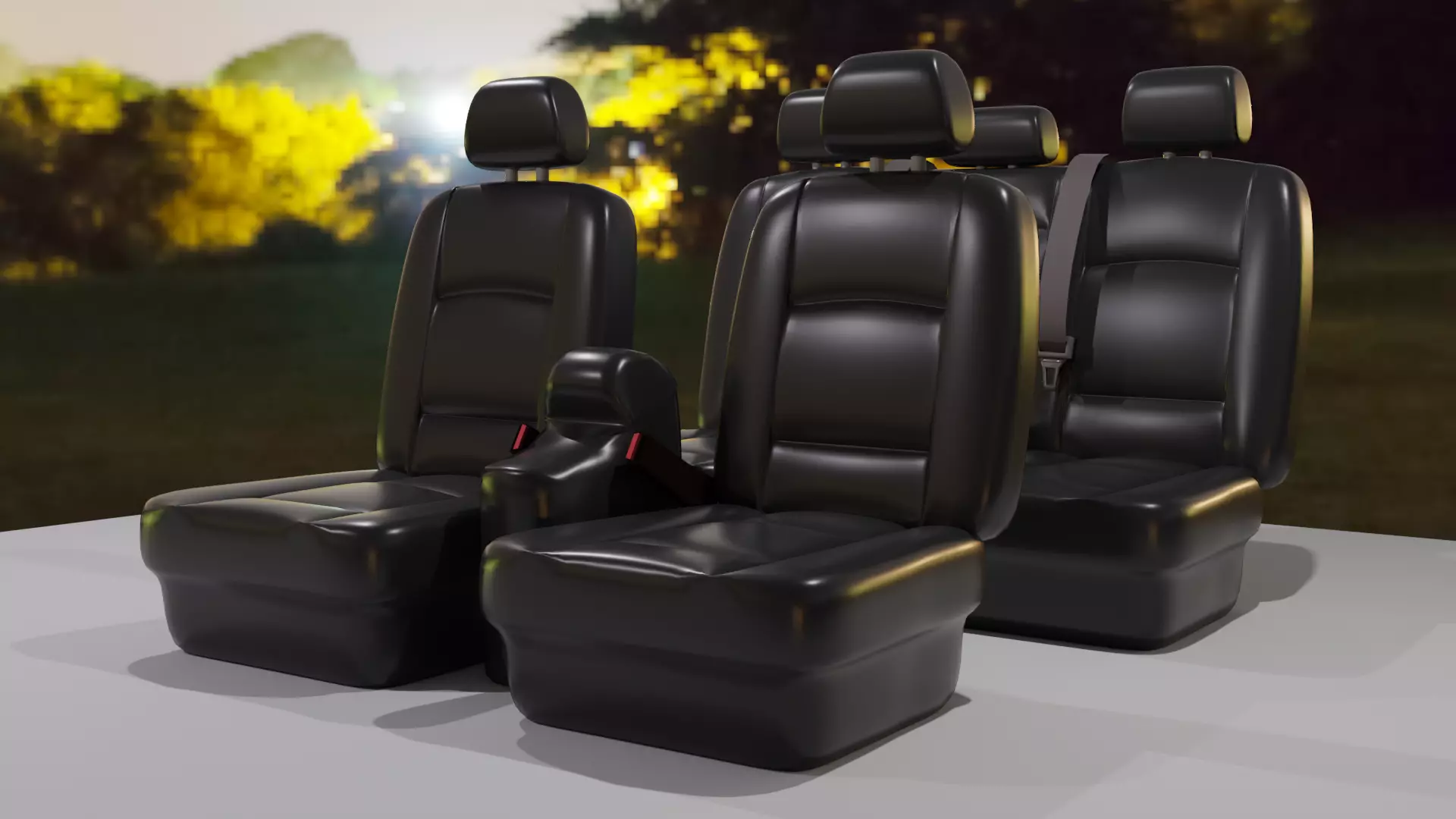 Car seat Low-poly 3D model_0