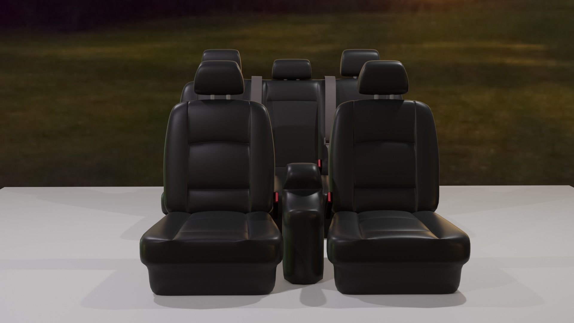 Car seat Low-poly 3D model_4