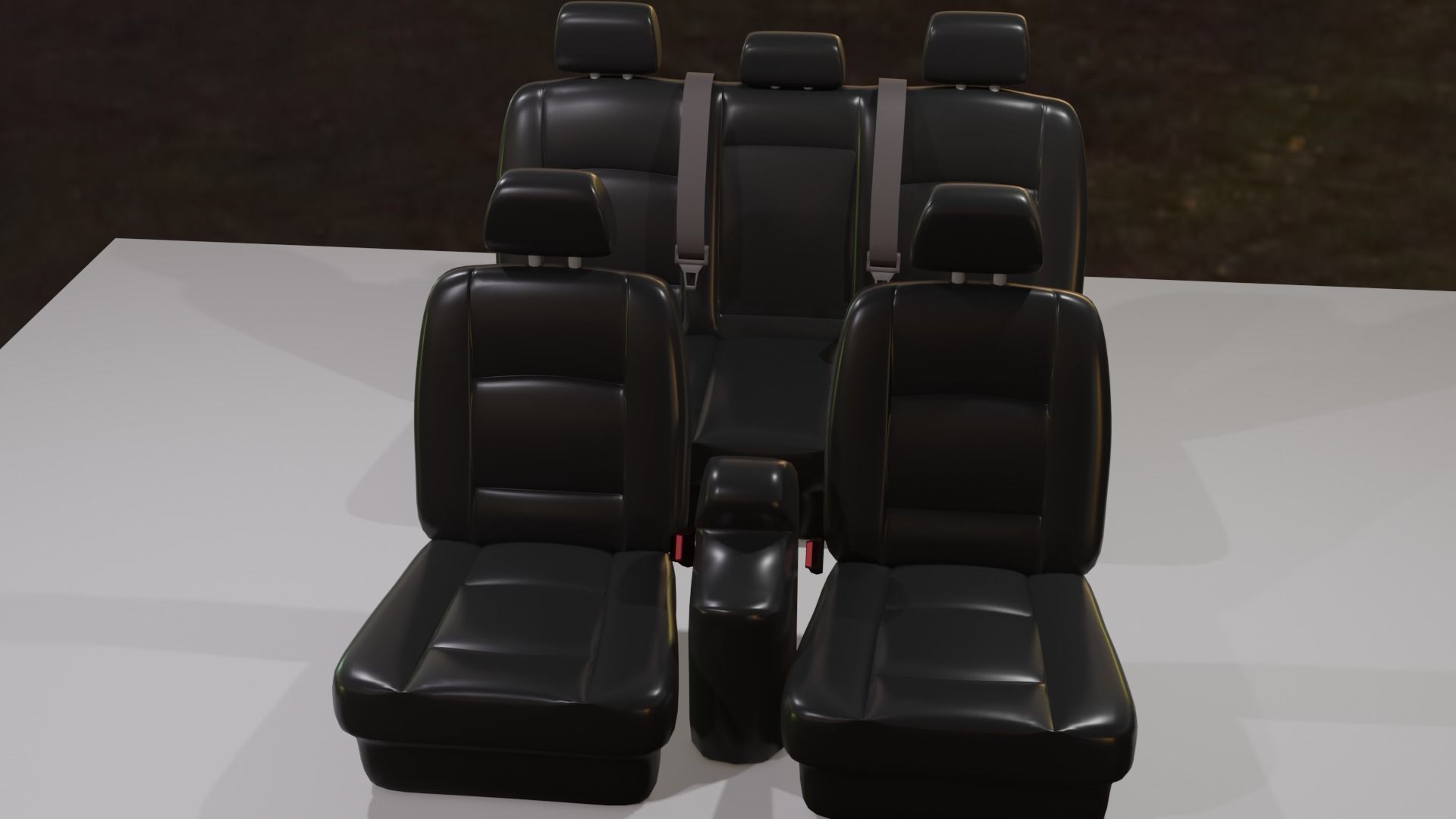 Car seat Low-poly 3D model_2