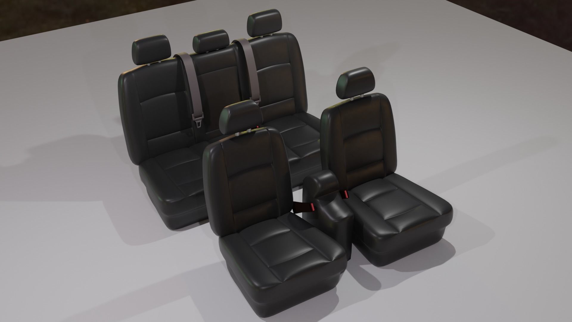 Car seat Low-poly 3D model_9