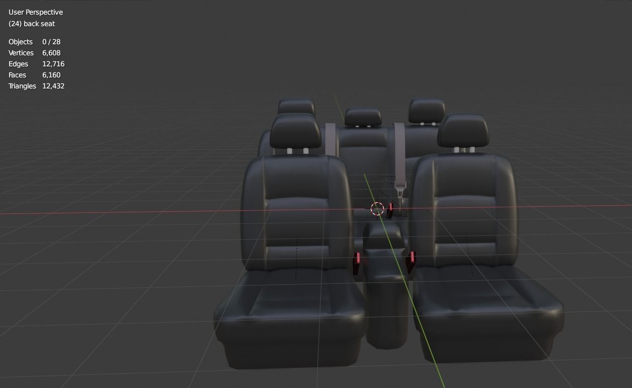 Car seat Low-poly 3D model_8