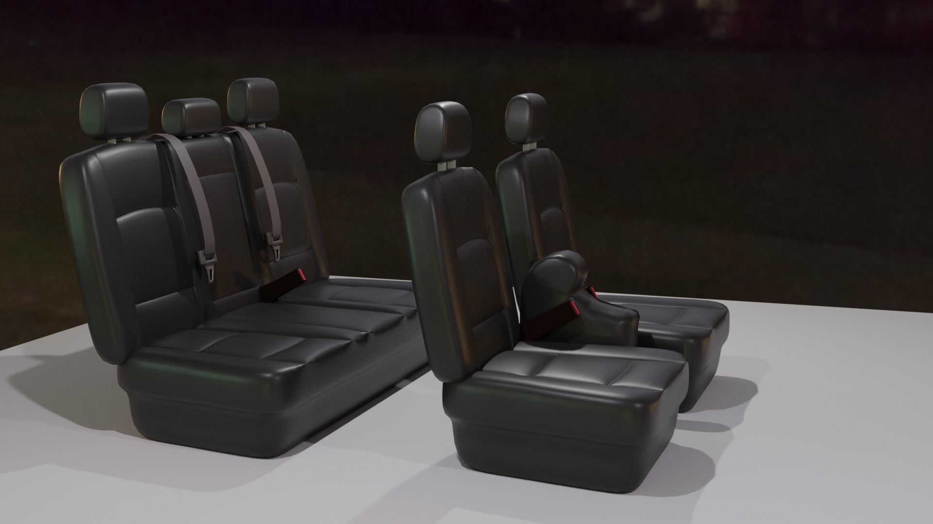 Car seat Low-poly 3D model_5