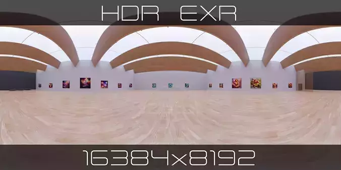 HDRI - Art Museum Gallery Interior 28 - 16384x8192 Texture