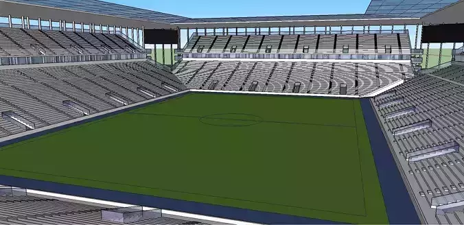 Stadion building in middle of field