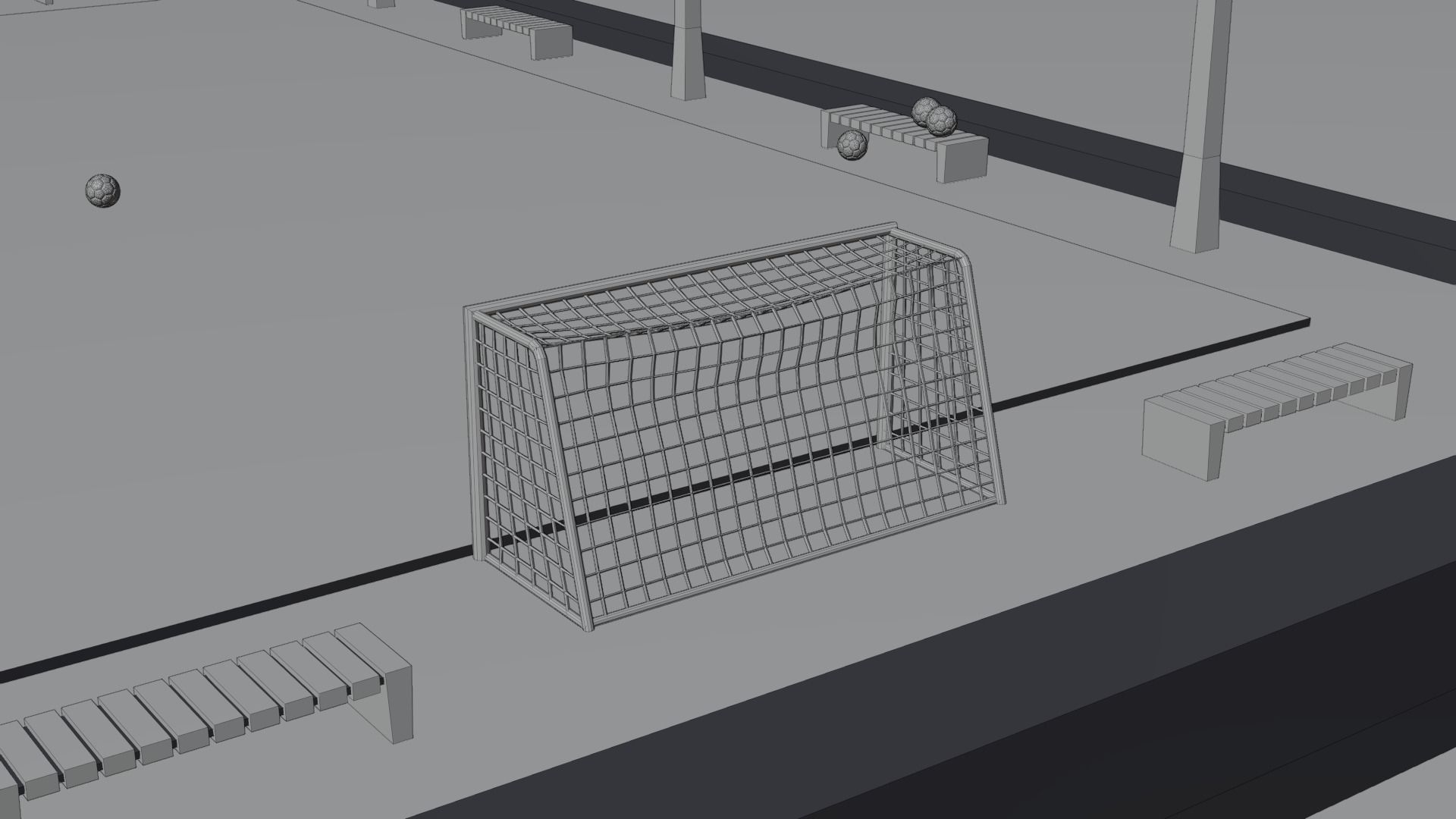 Urban Soccer Court Low-poly 3D model_9