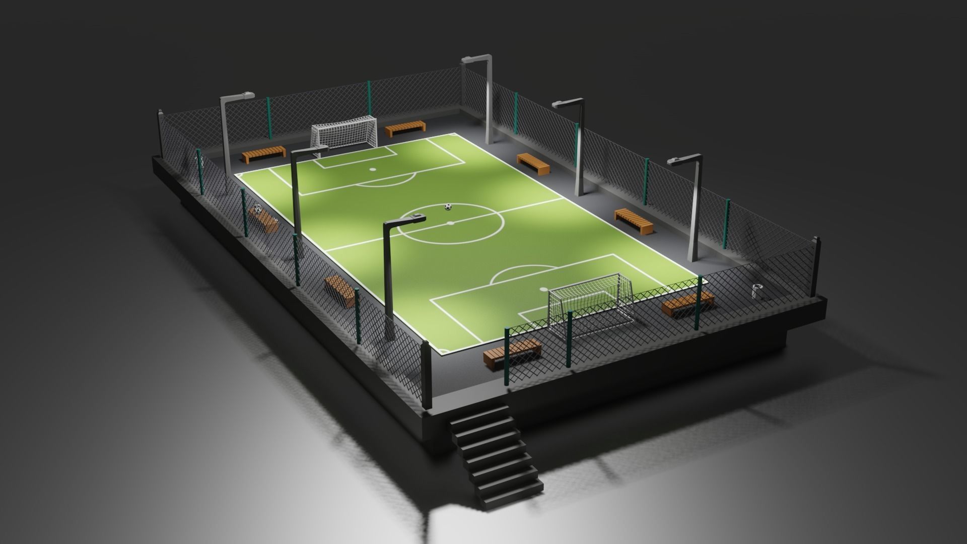Urban Soccer Court Low-poly 3D model_14