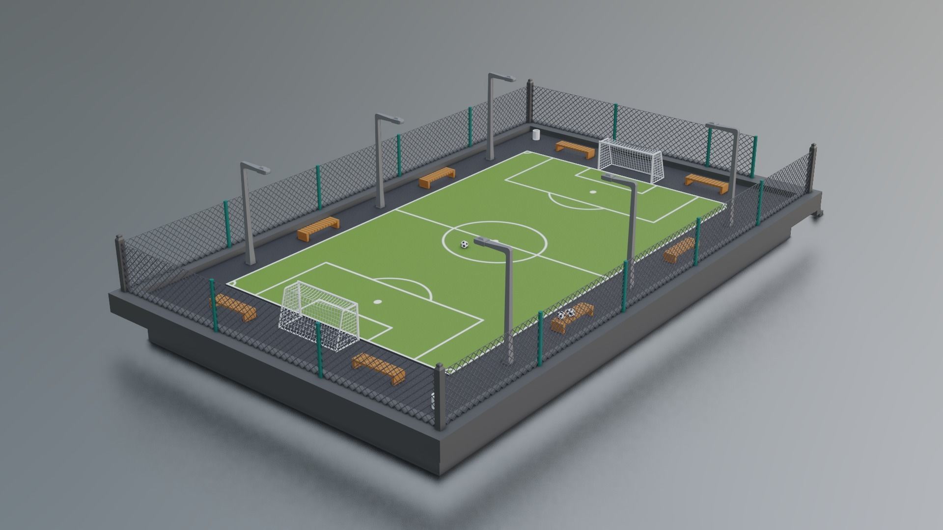Urban Soccer Court Low-poly 3D model_4