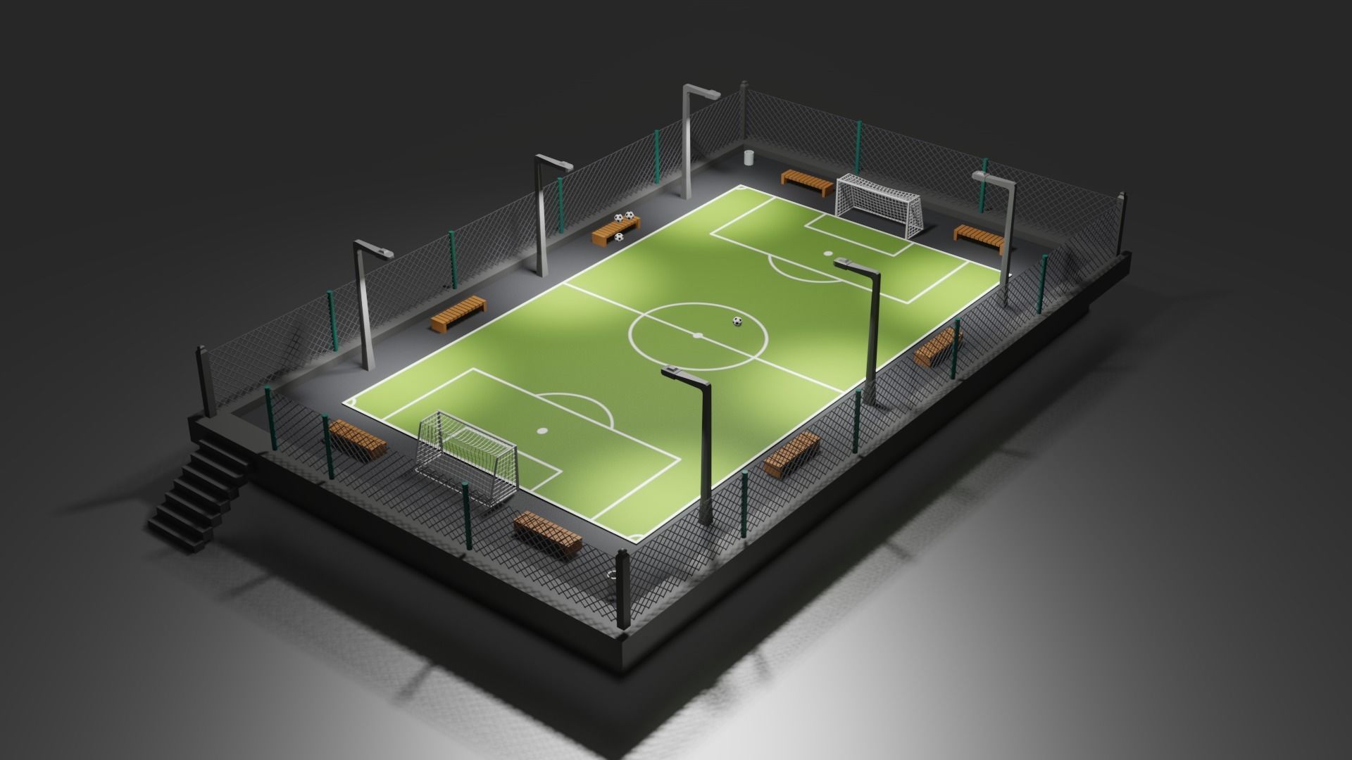 Urban Soccer Court Low-poly 3D model_12